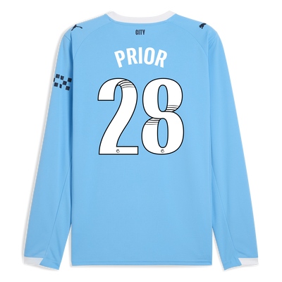Manchester City Home Jersey 2025/26 Long Sleeve With PRIOR 28 Printing